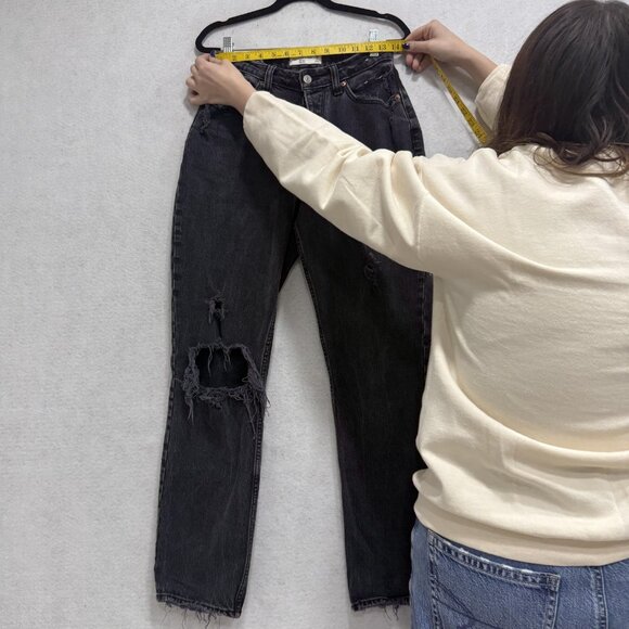 Abercrombie Fitch Jeans Womens 26 Black The Dad High Rise Curve Love Distressed - Picture 5 of 11